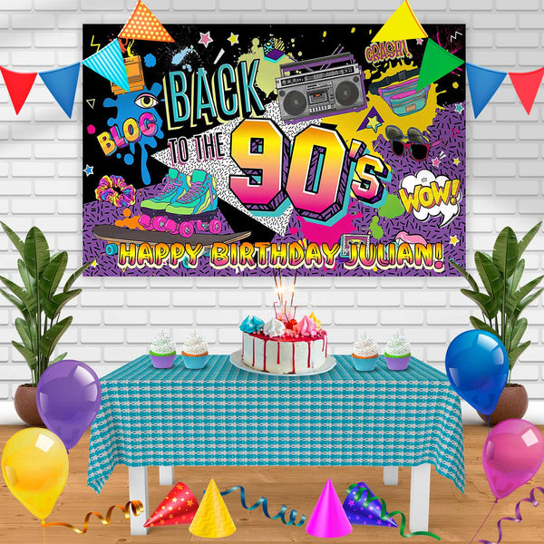 90S Old Classic Retro Birthday Banner Personalized Party Backdrop Decoration