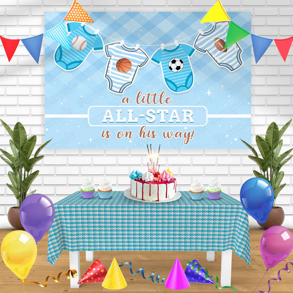 A Little All Star Is On His Way Boy Baby Shower Bn Birthday Banner Personalized Party Backdrop Decoration