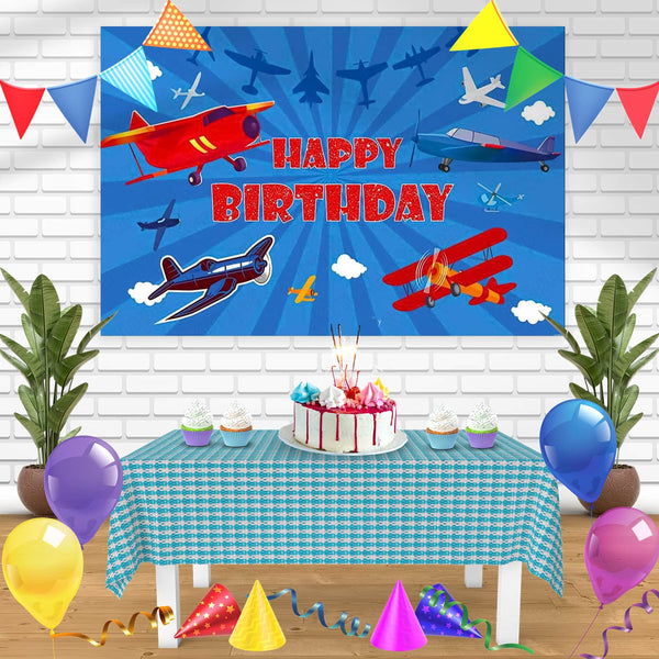 Airplane Flying Enthusiast Bn Birthday Banner Personalized Party Backdrop Decoration