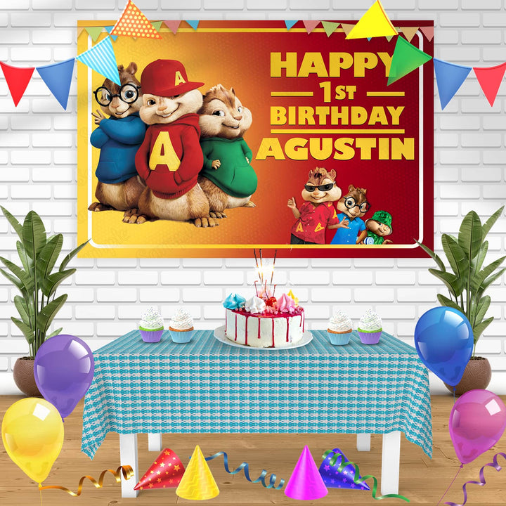 Alvin and the Chipmunks AT Bn Birthday Banner Personalized Party Backdrop Decoration