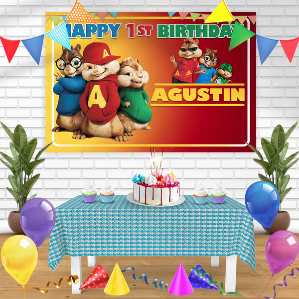 Alvin and the chipmunks ANC Bn Birthday Banner Personalized Party Backdrop Decoration