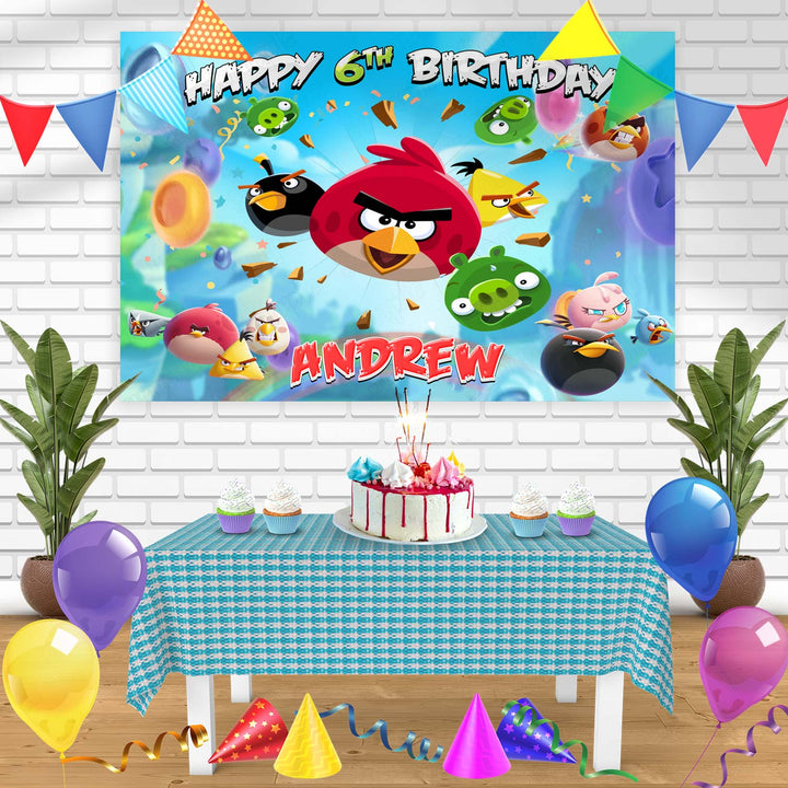 Angry Birds Classic AB Bn Birthday Banner Personalized Party Backdrop Decoration