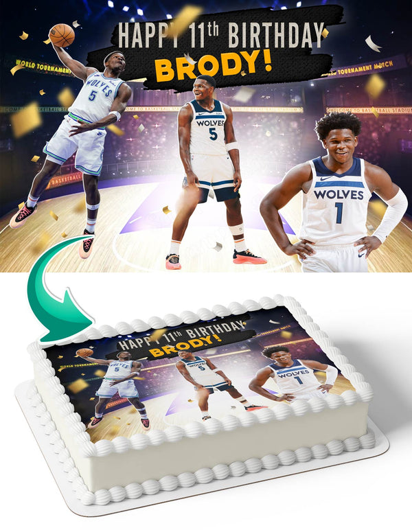 Anthony Edward Minnesota Timberwolves Edible Cake Toppers