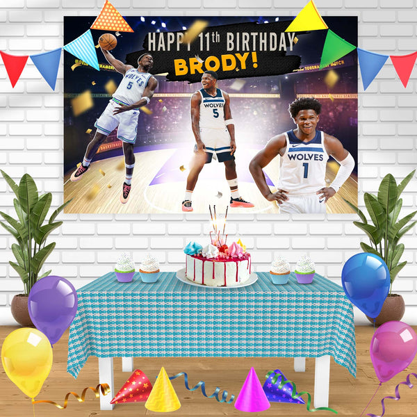 Anthony Edward Minnesota Timberwolves Bn Birthday Banner Personalized Party Backdrop Decoration