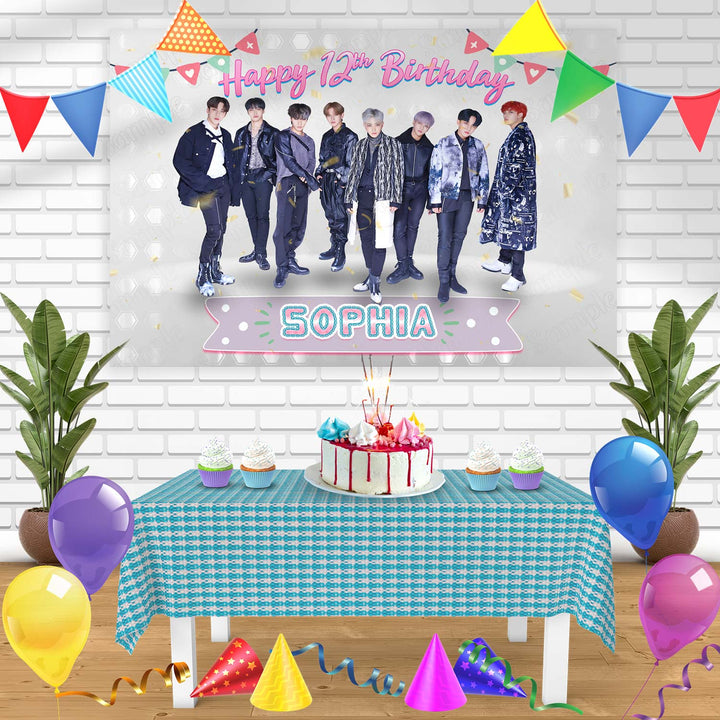 Ateez Boys Band Kpop Bn Birthday Banner Personalized Party Backdrop Decoration