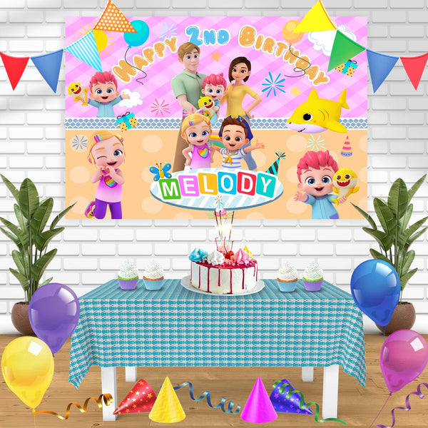 Babyfinn Nursery Kids Pinkfong Baby Shark Pink Bn Birthday Banner Personalized Party Backdrop Decoration