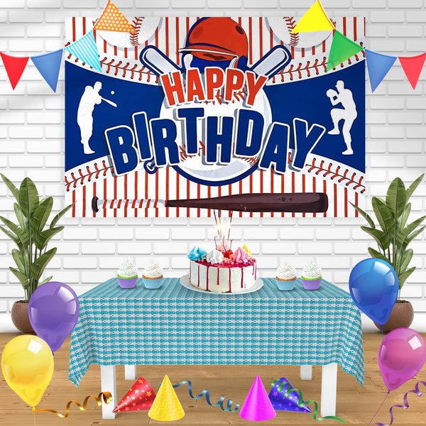 Baseball Player Batting Bn Birthday Banner Personalized Party Backdrop Decoration