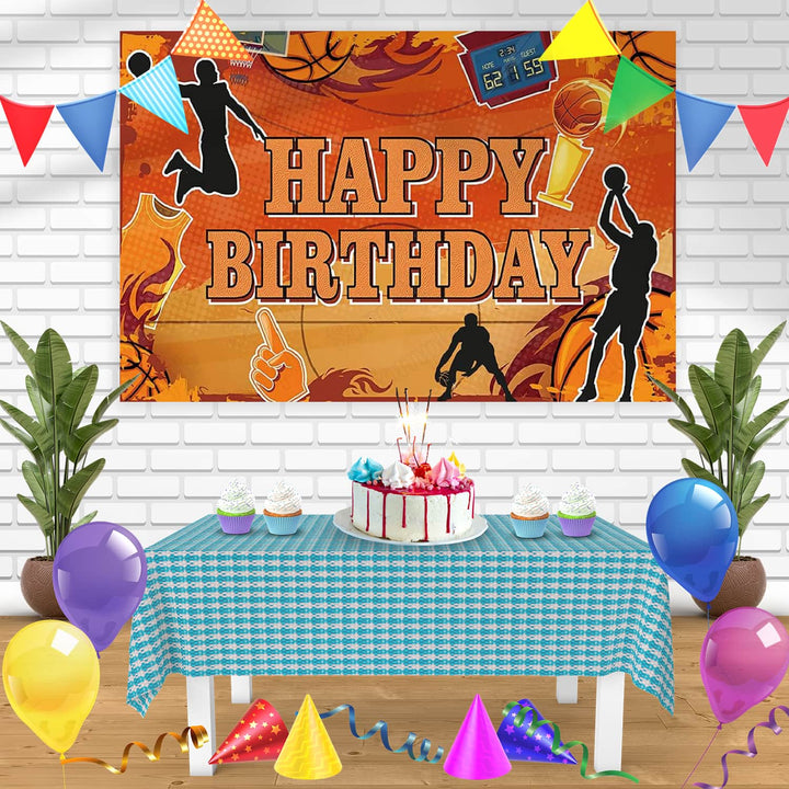 Basketball Court Winner Trophy Bn Birthday Banner Personalized Party Backdrop Decoration