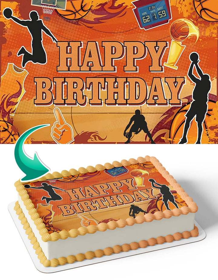 Basketball Court Winner Trophy Edible Cake Toppers