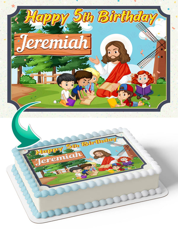 Bible Jesus of Nazareth Teaching Children Edible Cake Toppers