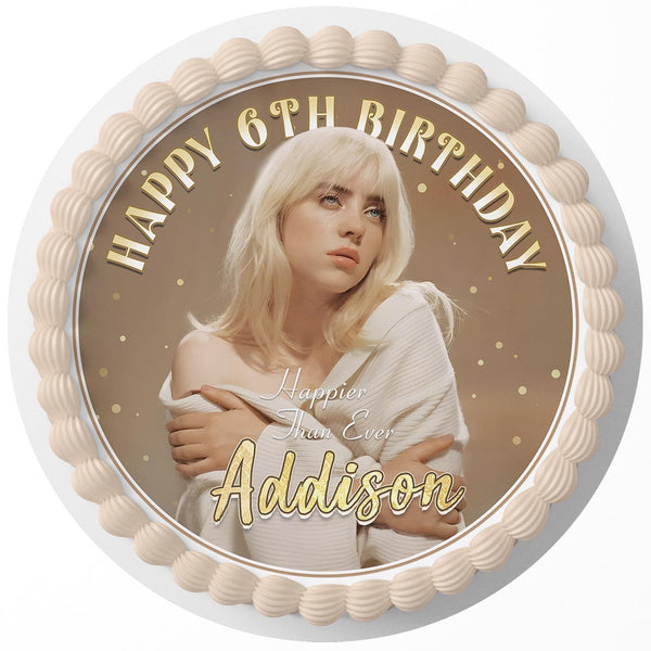 Billie Eilish Happier Than Ever Rd Edible Cake Toppers Round