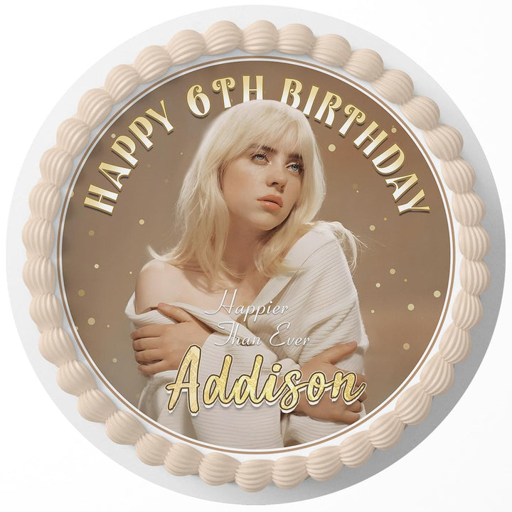 Billie Eilish Happier Than Ever Rd Edible Cake Toppers Round