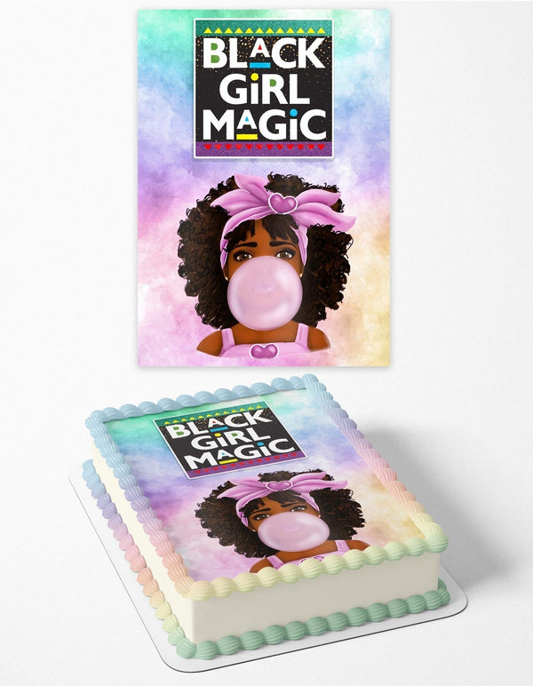 Black Girl Magic Afro Edible Cake Toppers