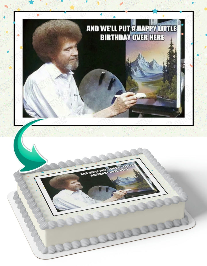 Bob Ross Meme Edible Cake Toppers