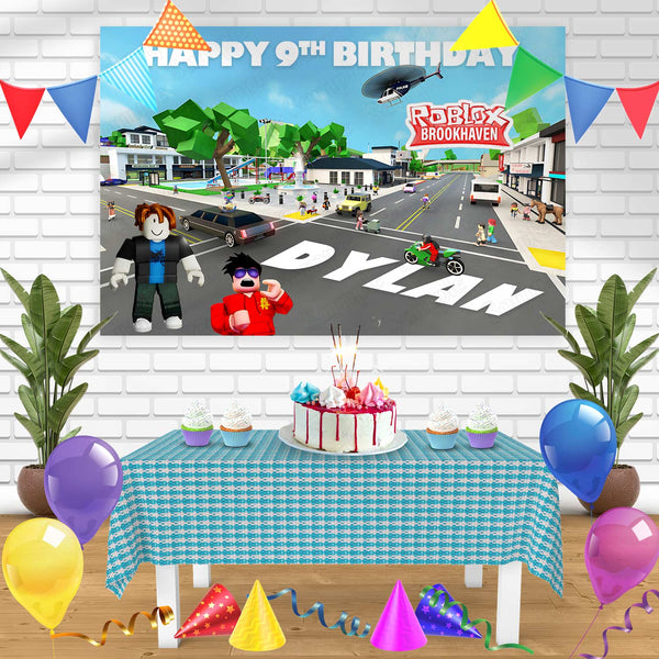 BrookHaven Roblox Bn Birthday Banner Personalized Party Backdrop Decoration