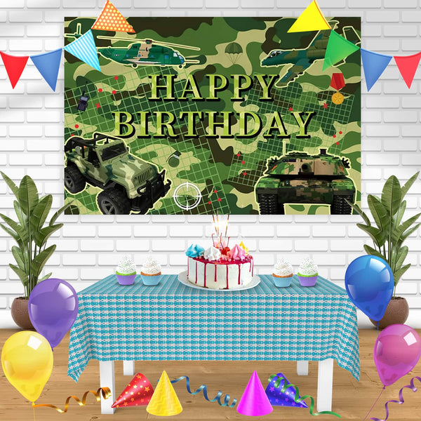 Camouflage Military Army Bn Birthday Banner Personalized Party Backdrop Decoration