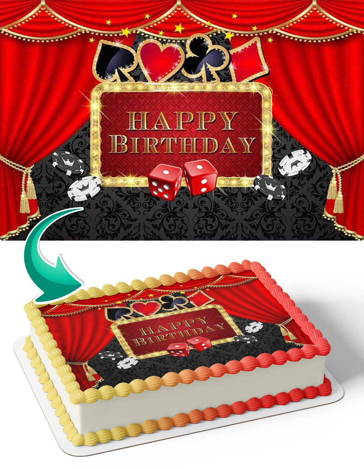 Casino Las Vegas Poker Edible Cake Toppers