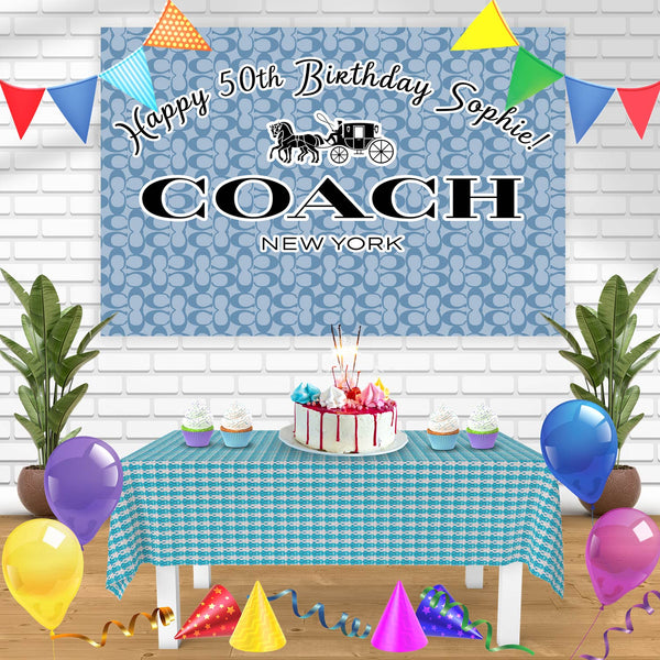 Coach New York Blue Bn Birthday Banner Personalized Party Backdrop Decoration