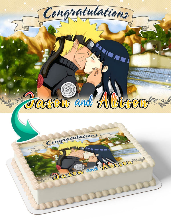 Congratulations Naruto and Hinata Anime Edible Cake Toppers