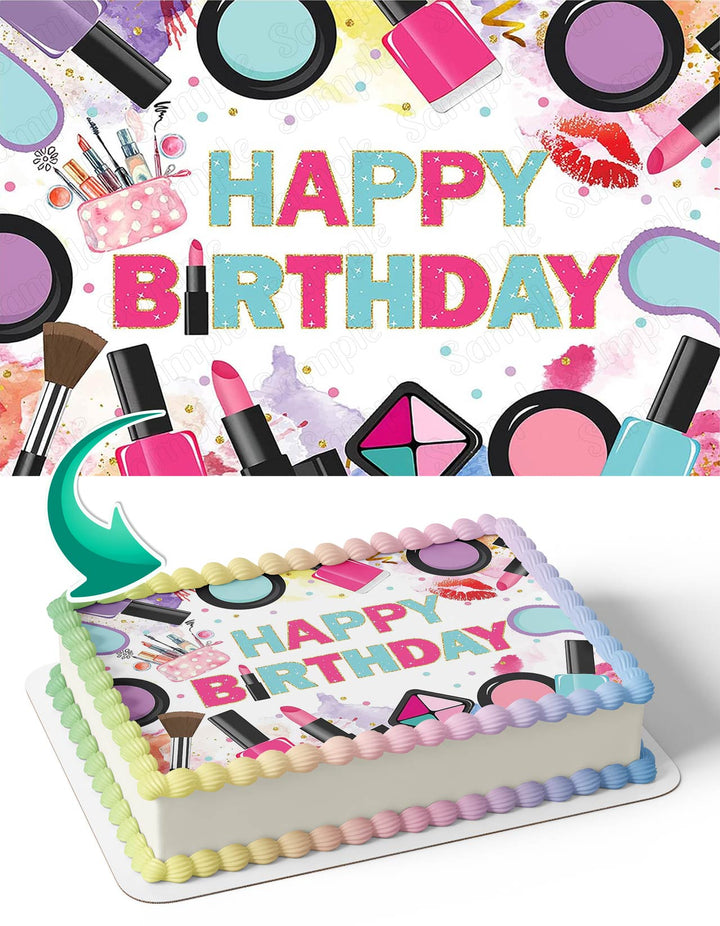 Cosmetics Lipstick Makeup Edible Cake Toppers