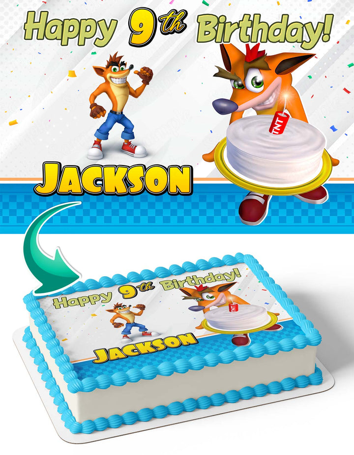 Crash Bandicoot TNT Birthday Edible Cake Toppers