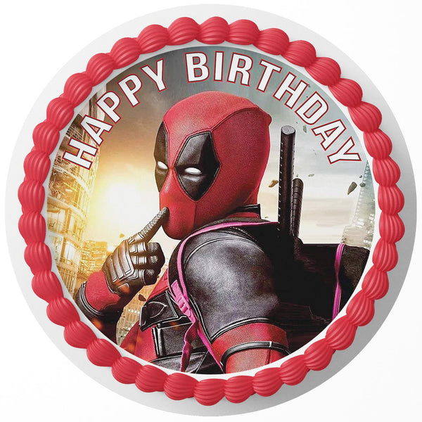 Deadpool Wade Wilson Edible Cake Toppers Round