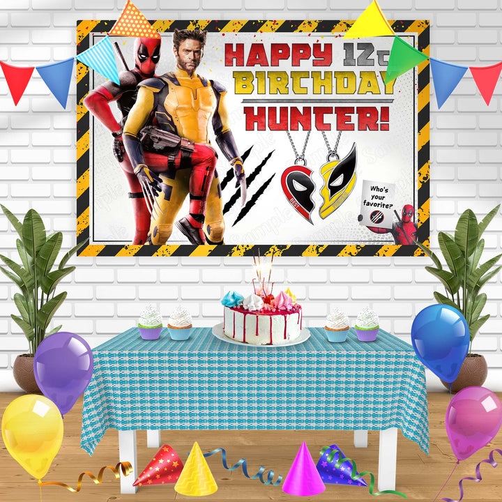 Deadpool and Wolverine Movie 2024 Bn Birthday Banner Personalized Party Backdrop Decoration