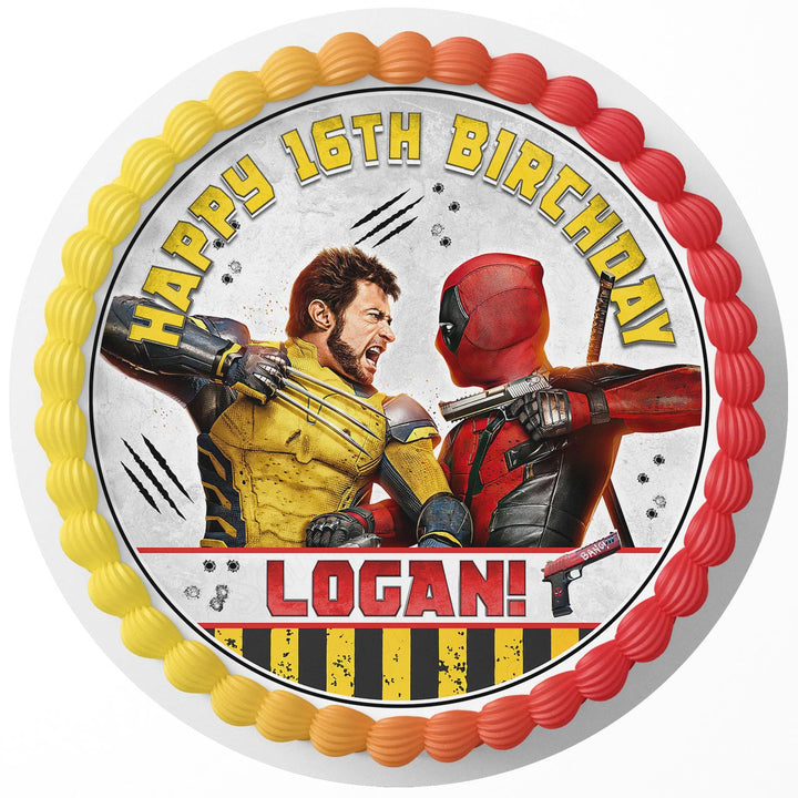 Deadpool and Wolverine Movie 2024 Rd Edible Cake Toppers Round