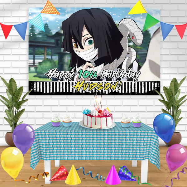 Demon SlayerKimetsu no Yaiba Obanai Bn Birthday Banner Personalized Party Backdrop Decoration