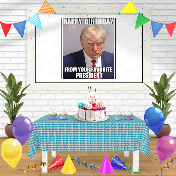 Donald Trump Mug Shot Meme Bn Birthday Banner Personalized Party Backdrop Decoration