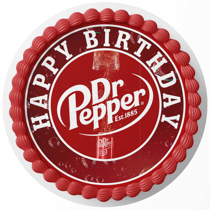 Dr Pepper Plain Edible Cake Toppers Round