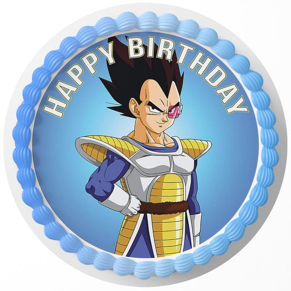 Dragon Ball Z Saiyan Vegeta Edible Cake Toppers Round