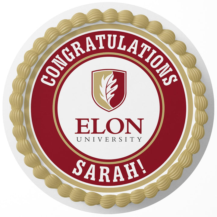 Elon University Rd Edible Cake Toppers Round