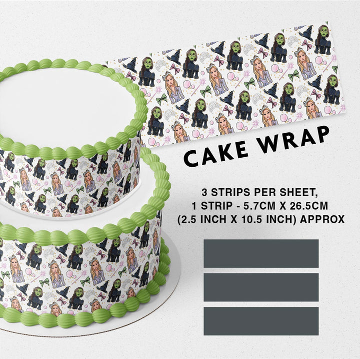 Elphaba Glinda Wicked Movie 2024 Strips Edible Cake Toppers Cake Wraps