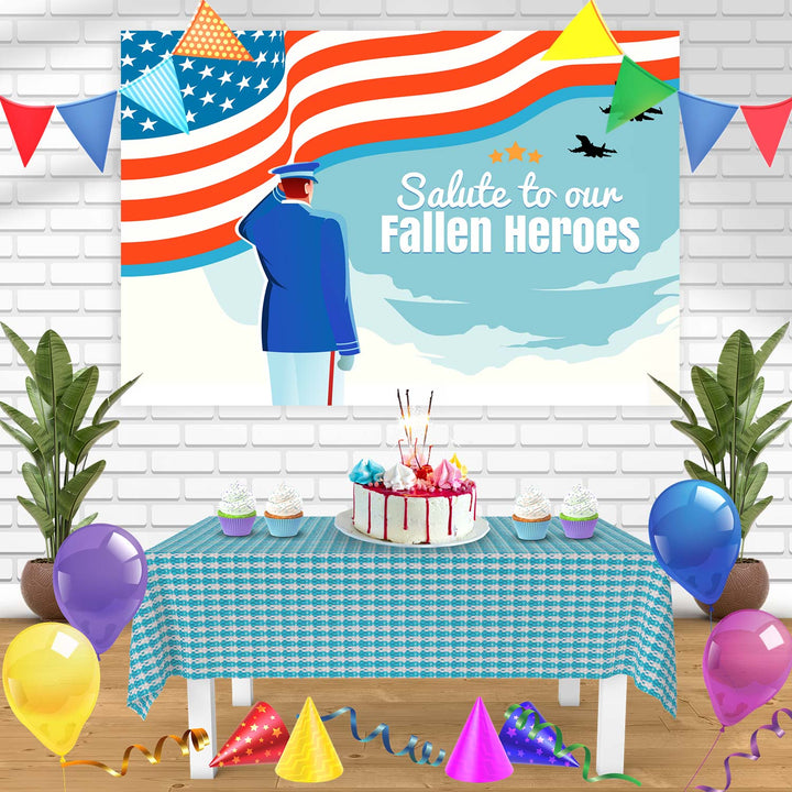 Fallen Soldier Tribute Memorial Day Bn Birthday Banner Personalized Party Backdrop Decoration