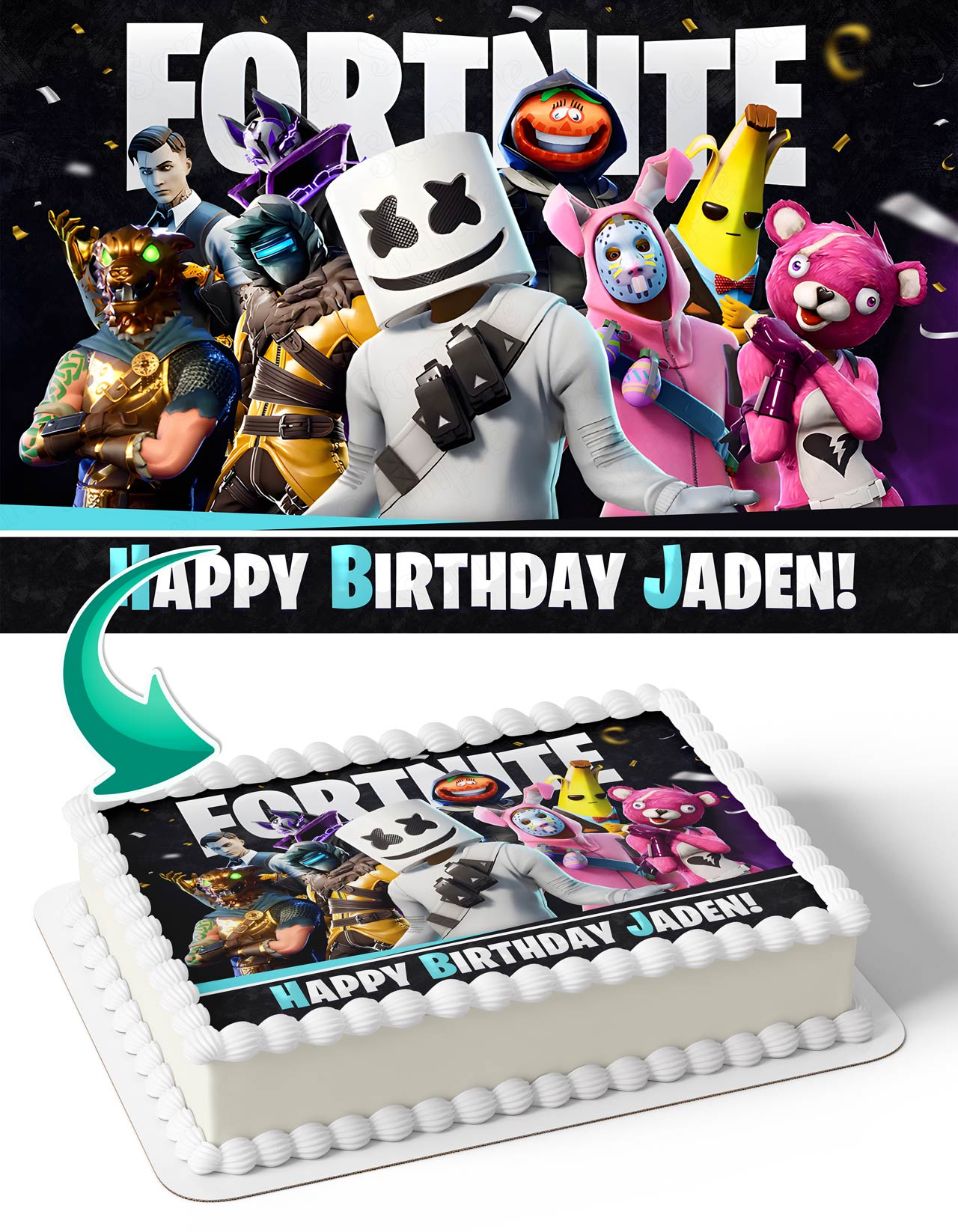 Fortnite Marshmello Peely Cuddle Team Leader Edible Cake Toppers – Cakecery