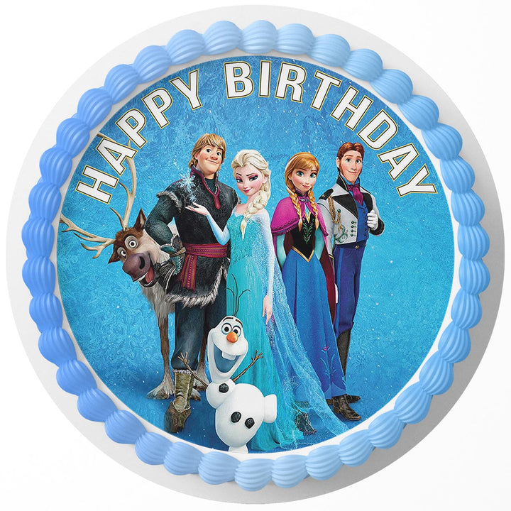 Frozen Elsa Anna Olaf Sven Edible Cake Toppers Round