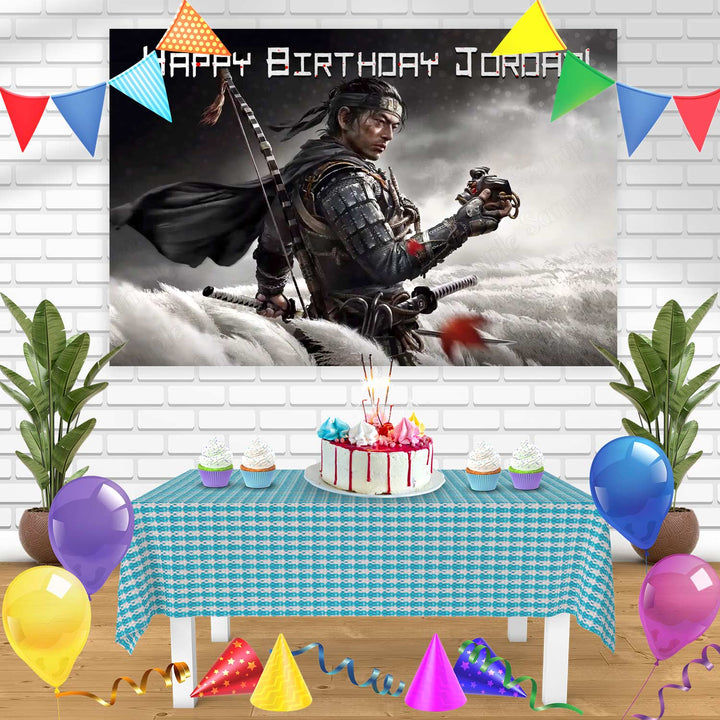 Ghost of Tsushima Bn Birthday Banner Personalized Party Backdrop Decoration