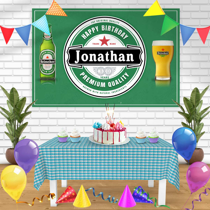 Heineken Beer Fans Green Bn Birthday Banner Personalized Party Backdrop Decoration