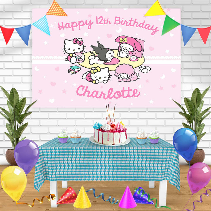 Hello Kitty Sanrio Pink Girls Bn Birthday Banner Personalized Party Backdrop Decoration