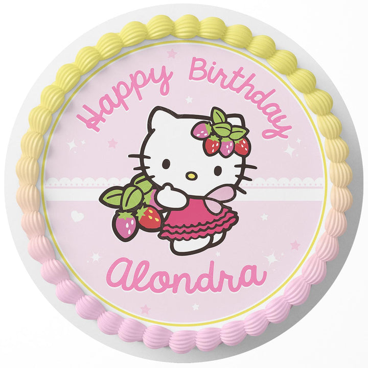 Hello Kitty Sanrio Pink Girls Rd Edible Cake Toppers Round