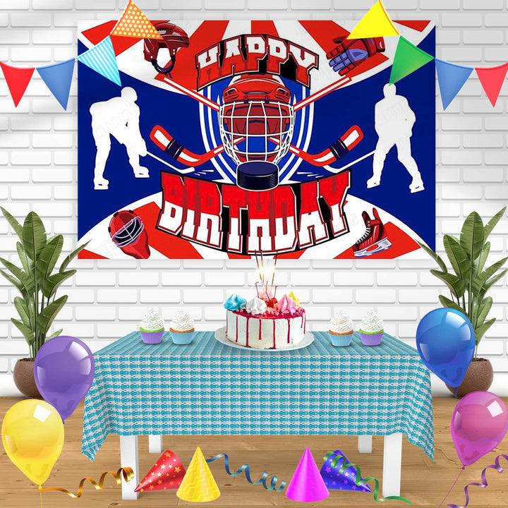 Ice Hockey Player Bn Birthday Banner Personalized Party Backdrop Decoration