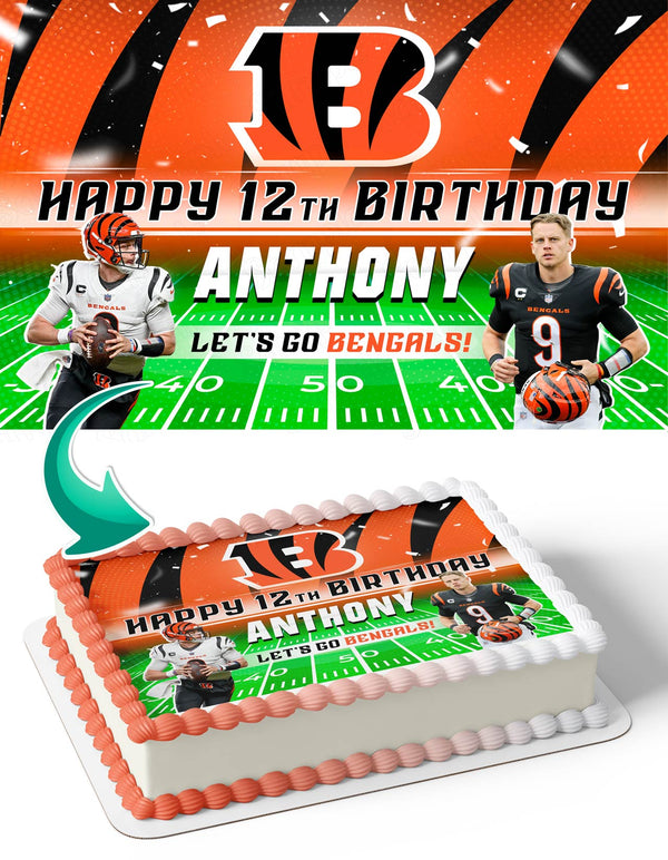 Joe Burrow Cincinnati Bengals Edible Cake Toppers