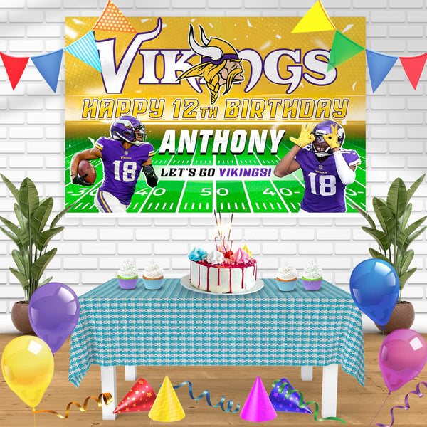 Justin Jefferson Minnesota Vikings Bn Birthday Banner Personalized Party Backdrop Decoration