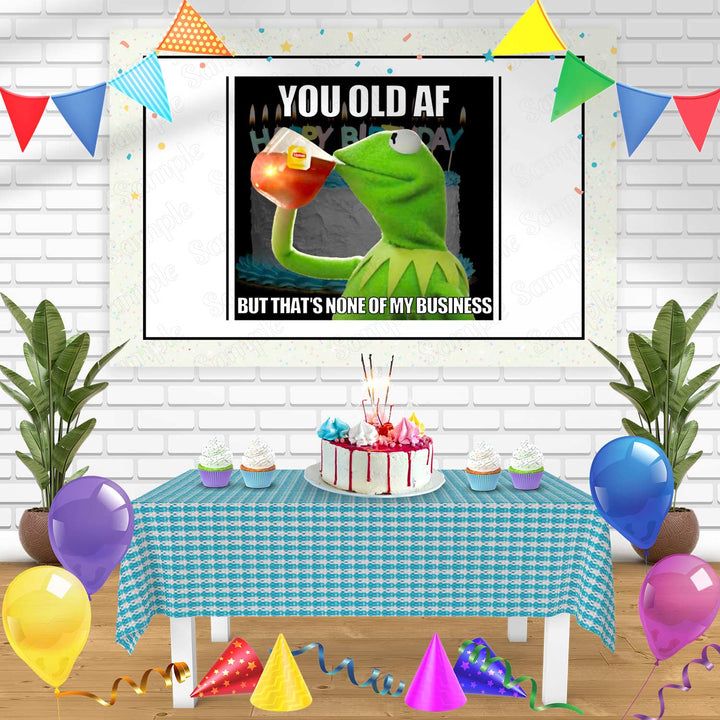 Kermit the Frog Meme Bn Birthday Banner Personalized Party Backdrop Decoration