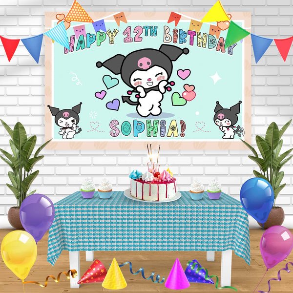 Kuromi Hello Kitty Sanrio BPK Bn Birthday Banner Personalized Party Backdrop Decoration