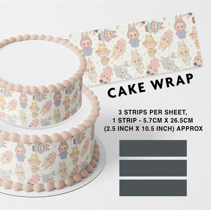 Labubu The Monsters Exciting Macaron Strips Edible Cake Toppers Cake Wraps