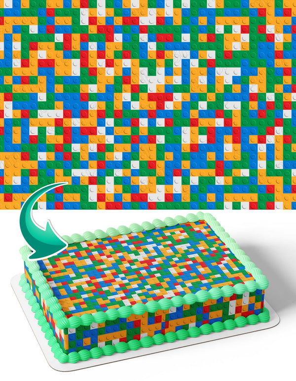 Lego Patterns Wrap Kids Edible Cake Toppers