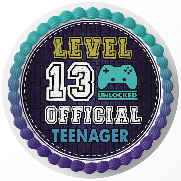 Level 13 Official Teenager Edible Cake Toppers Round