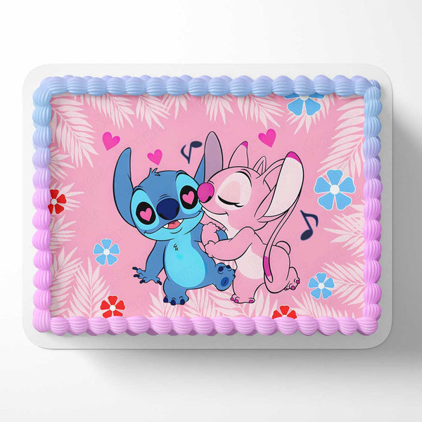 Lilo Stitch Angel Love Cute Plain Edible Cake Toppers